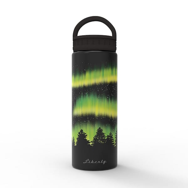 Liberty 20 oz. Aurora Panther Black Insulated Stainless Steel Water Bottle with D-Ring Lid