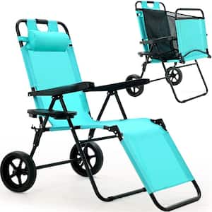 Beach Cart Chair - 2 in 1 Turns from Beach Cart to Beach Chair - Large Wheels - Easy to Use - Large Capacity