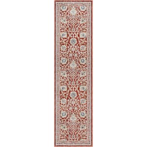 Tenley Creo Vintage Oriental Persian Floral Red 2 ft. 7 in. x 9 ft. 10 in. Runner Area Rug