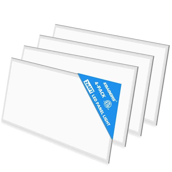 4-Pack 2 ft. x 4 ft. 5000K White Flat Panel Integrated LED 7800LM Commercial Light Fixture