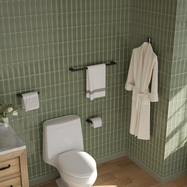 24 in. Wall Mounted Double Towel Bar in Matte Black