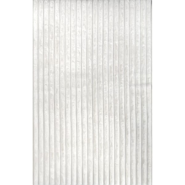 Kai Stripe Faux Rabbit Machine Washable White 5 ft. x 8 ft. Area Rug