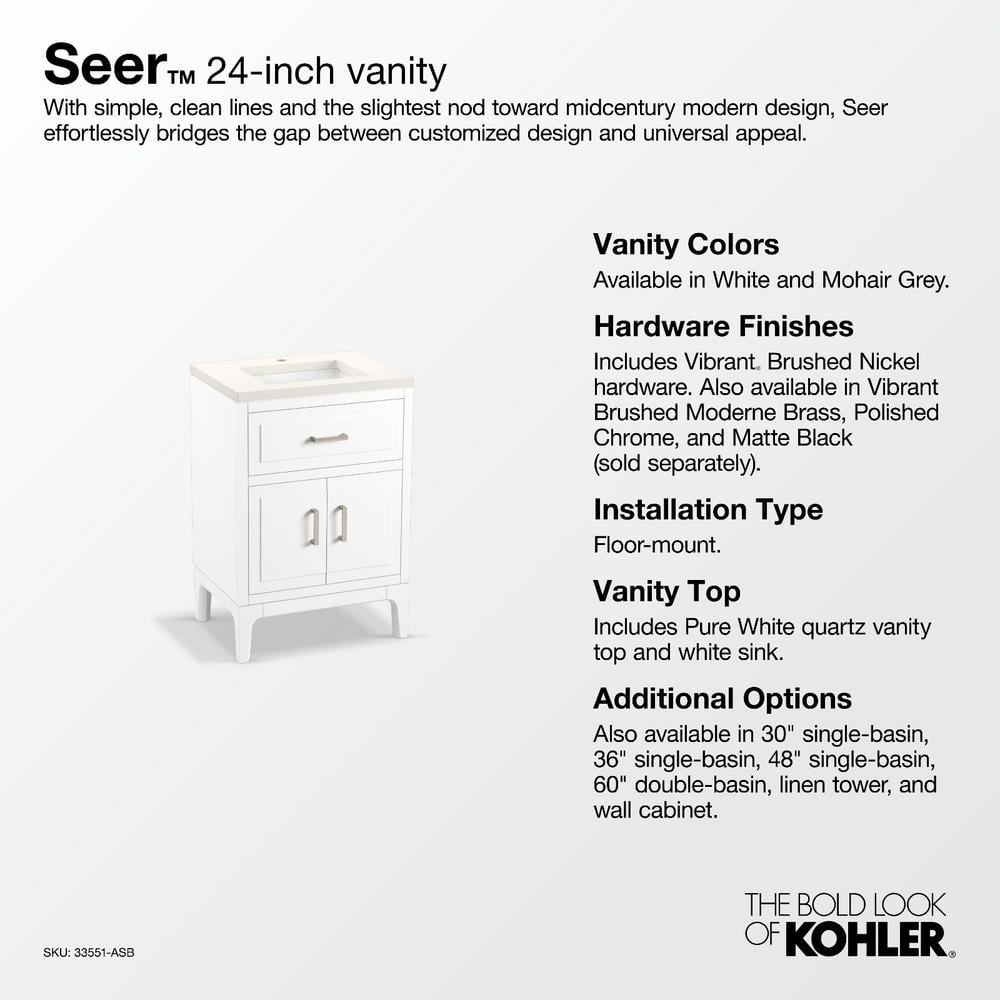 Seer 24" Mohair Grey Freestanding Single Bathroom Vanity with Quartz Top