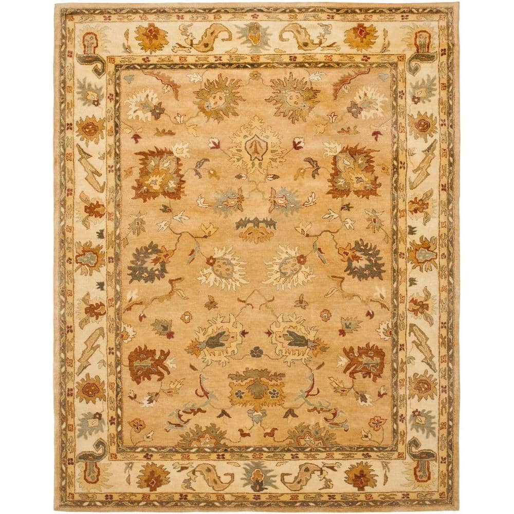 Handmade Taupe/Ivory Wool Tufted Rectangular Area Rug, 5' x 8'