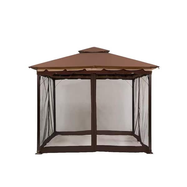 Shatex 10 ft. x10 ft. Brown Replacement Universal Gazebo Netting 4 Panels with Zipper for Garden Patio Yard, Only Netting