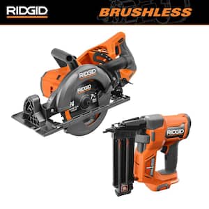 18V Brushless Cordless 2-Tool Combo Kit with 7-1/4 in. Rear Handle Circular Saw and 18-Gauge Brad Nailer (Tools Only)