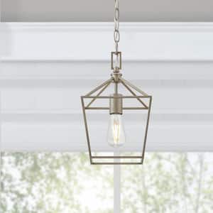 Weyburn 1-Light Caged Antique Silver Leaf Farmhouse Hanging Mini Kitchen Pendant Light