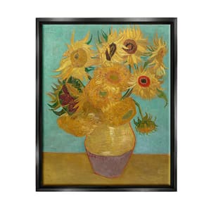 Van Gogh Sunflowers Post Impressionist Painting by Vincent Van Gogh Floater Frame Nature Wall Art Print 21 in. x 17 in.