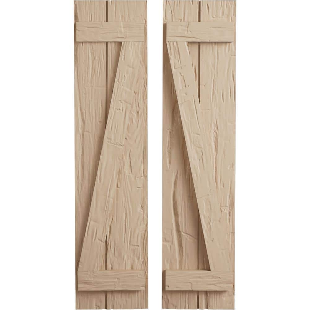 11 in. x 36 in. Timberthane Polyurethane 2-Board Joined Board-n-Batten Hand Hewn Faux Wood Shutters w/Z-Board Pair price history on PriceWatchPro