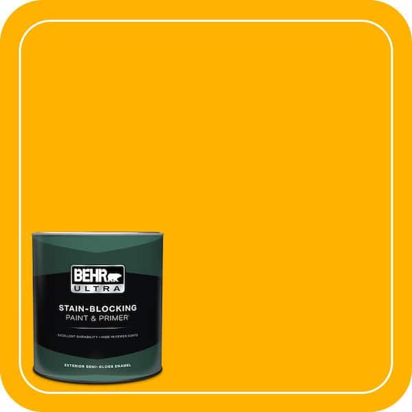 BEHR ULTRA 1 qt. #310B-7 Saffron Thread Semi-Gloss Enamel Exterior Paint & Primer