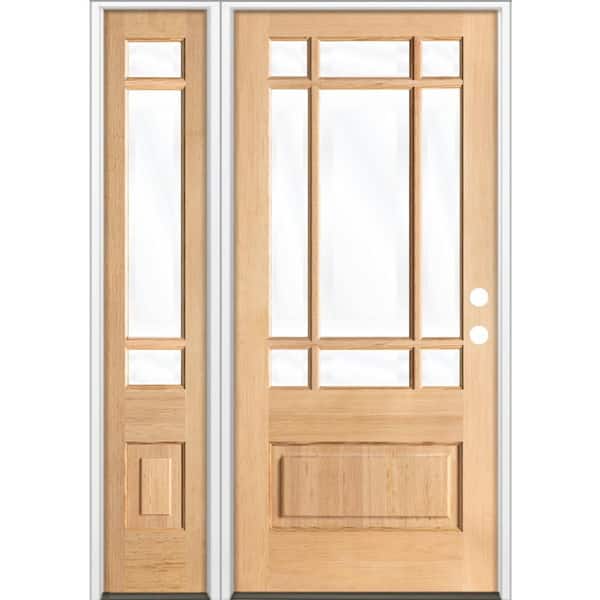 50 in. x 80 in. Contemporary 3/4 Lite Right-Hand Clear Glass Clear Stain Hemlock Prehung Front Door with LSL