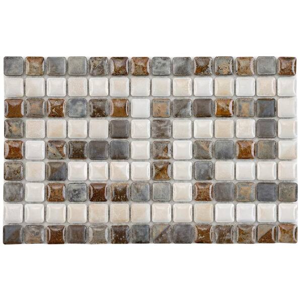 Merola Tile Rustica Mini Greek Key Perla Border 6 in. x 9-3/8 in. x 8 mm Porcelain Mosaic Tile