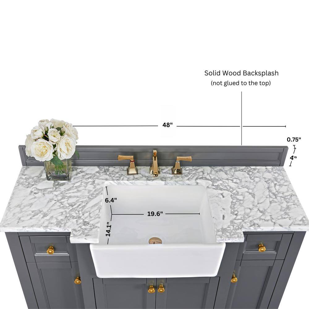 Adeline 48'' Gray Vanity with Marble Top and Gold Hardware