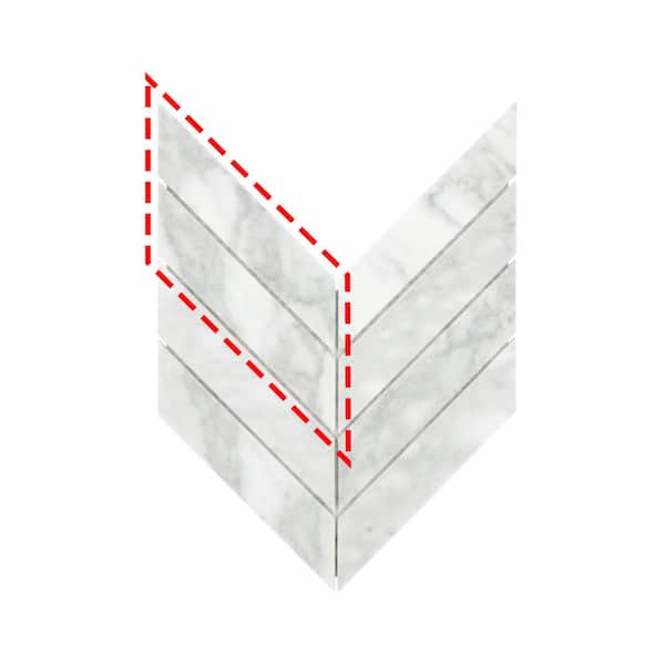 sunwings Chevron Honed White 6 in. x 6 in. Carrara Marble Mosaic Backsplash Herringbone Floor and Wall Tile (0.25 sq.ft.)