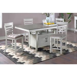 New Classic Furniture Richland 5-piece Wood Top Rectangle Counter Dining Set, White and Brown