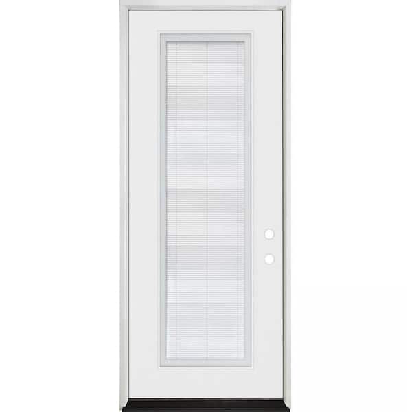 Legacy 36 in. x 96 in. Full Lite Clear White Mini-Blind Glass LHIS Unfinished Fiberglass Prehung Front Door 4-9/16 Jamb