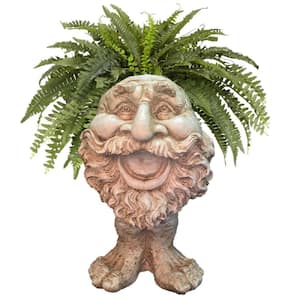 18 in. Antique White Ole Salty the Muggly Statue Face Planter Holds 7 in. Pot