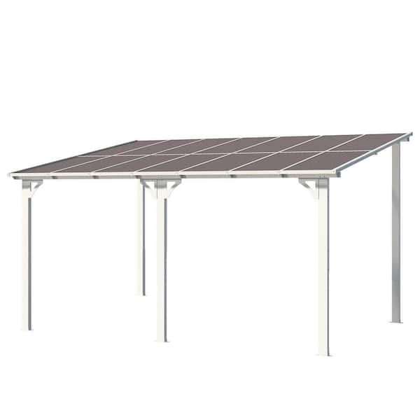 14 ft. x 10 ft. White Aluminum Patio Cover Outdoor Pergola with Retractable Canopy and UV-Blocking Panels