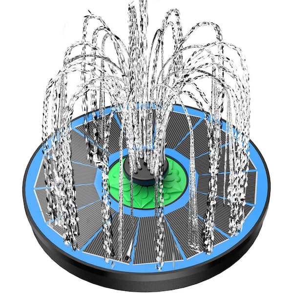 Oyezvary Solar Fountain Full Glass Panel No Battery 3.5W with 4 Fixed Rods and 7 Nozzles for Bird Bath Garden Pond Pool Patio