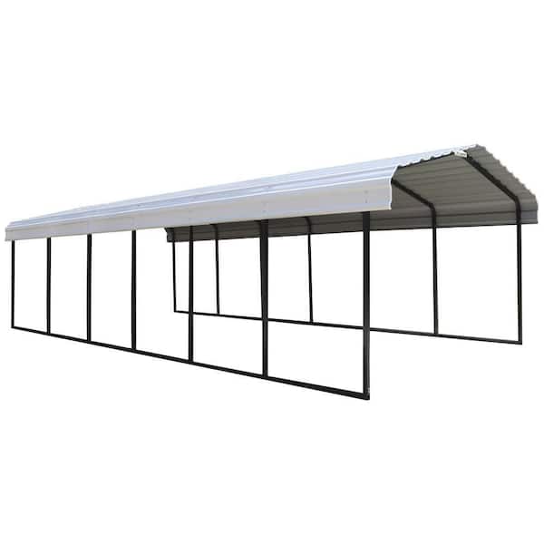 Arrow 12 ft. W x 29 ft. D x 7 ft. H Eggshell Galvanized Steel Carport, Car Canopy and Shelter