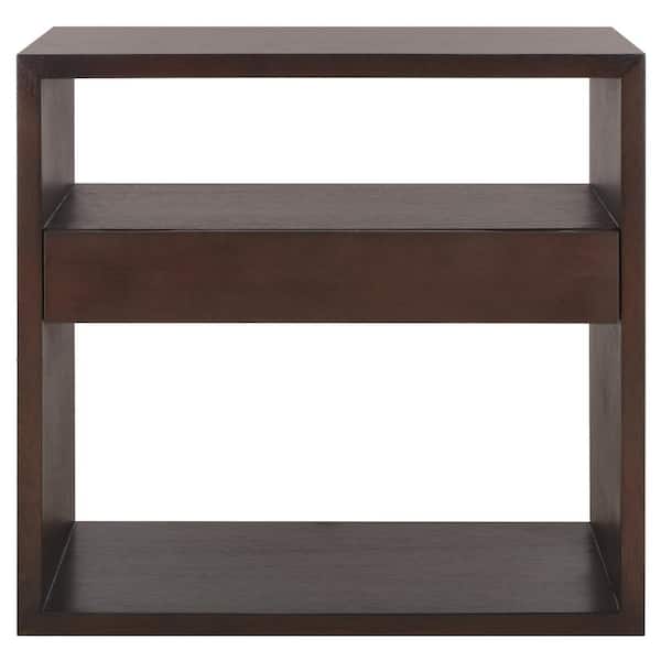 SAFAVIEH Munson 15 in. Dark Oak Rectangle Wood Console Table with Drawer