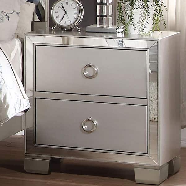 Acme Furniture Voeville II 2-Drawer Platinum Nightstand 23 in. x 15 in. x 22 in.