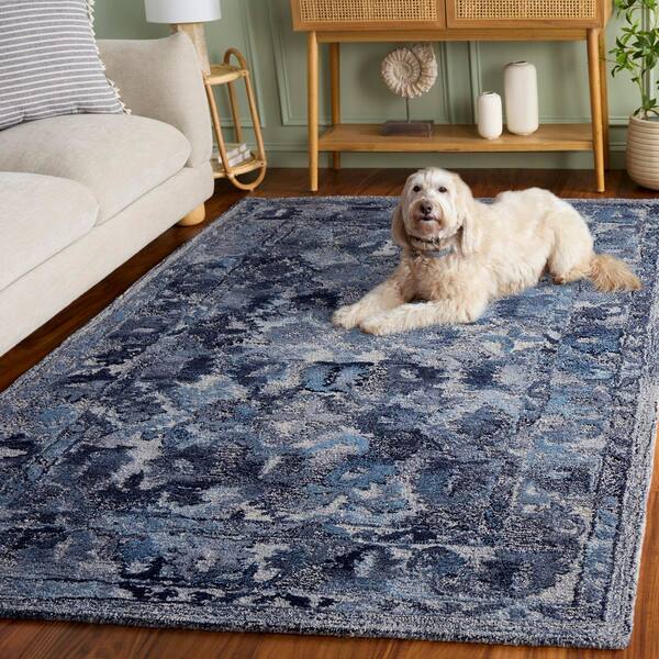 SAFAVIEH Marquee 6 ft. x 9 ft. Navy Abstract Border Area Rug