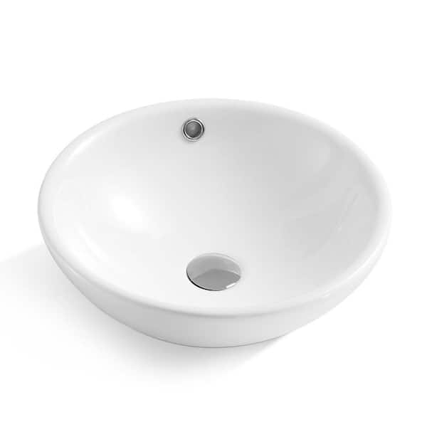 EPOWP White Ceramic Round Vessel Sink LXW153365417 The Home Depot