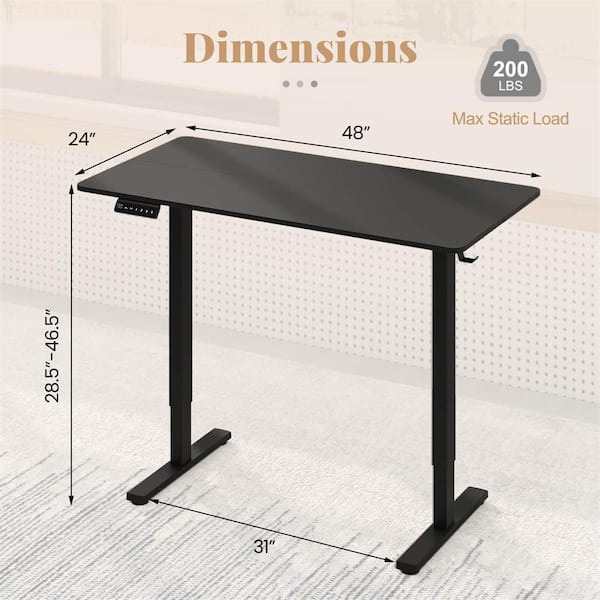 Costway 48 in. Rectangular Black Engineered Wood 0-Drawer Standing