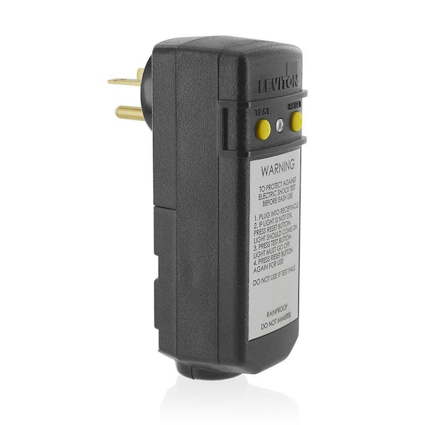 Leviton 20 Amp 120-Volt Right Angle Grounding GFCI Plug, Black 16793