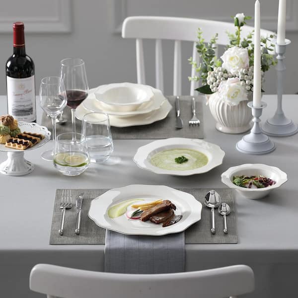 Blance 4-Piece Porcelain Dinner Plate Sets with 11 and 13.25