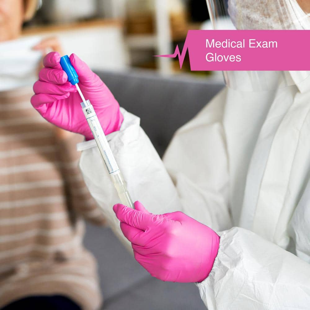 Medium Nitrile Exam Latex Free and Powder Free Gloves in Fuchsia - (Box of 50)