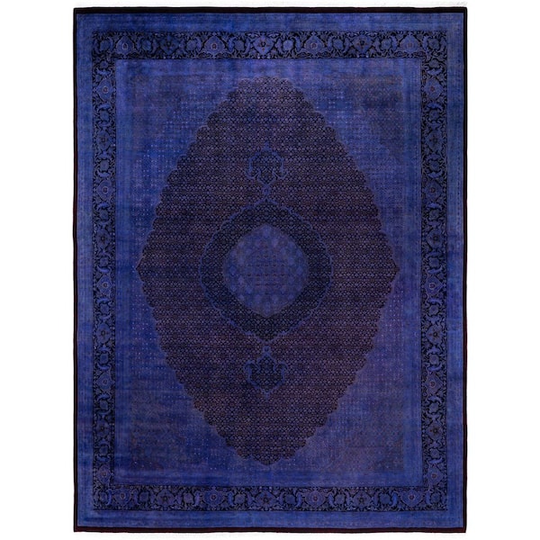 Overdyed Purple 9 ft. x 12 ft. Solid Wool Indoor Area Rug