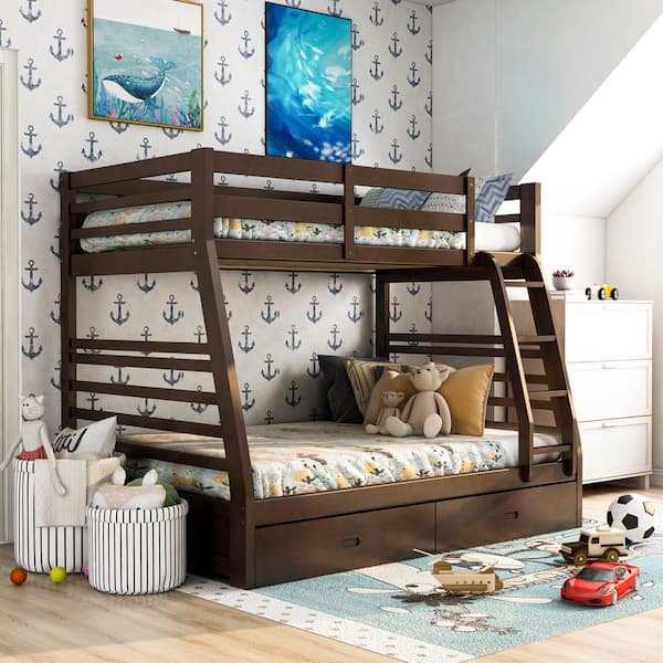Full Bunk Bed With Drawers Idf Bk588ex, Unfinished Furniture Bunk Beds