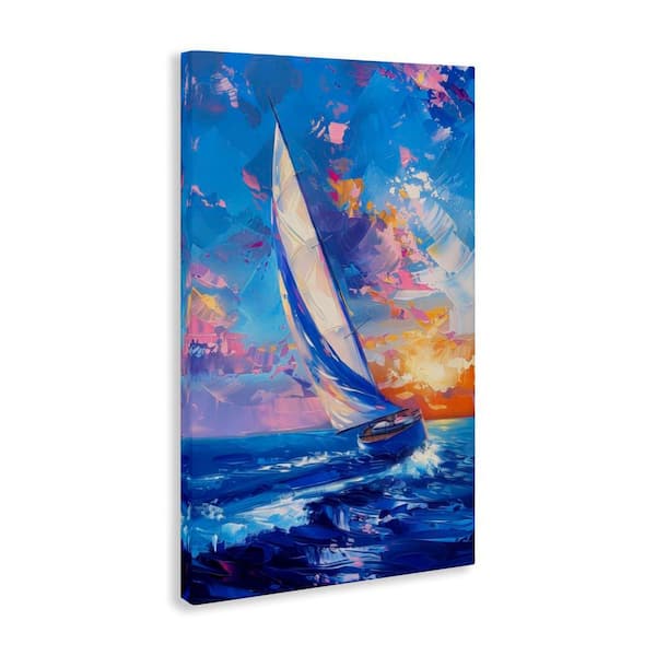 Abstract Boat at Sunset by LSR Design Studio Unframed Travel Graphic Art Print 30 in. x 20 in.