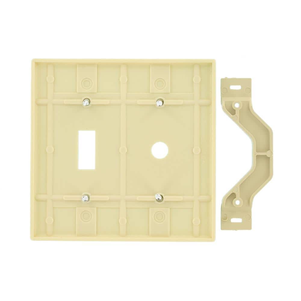 Ivory 2-Gang Plastic Wallplate with Toggle and Coaxial