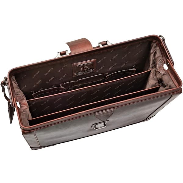 MANCINI Buffalo Brown Luxurious Litigator Briefcase Pocket for