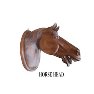 D-Art Collection Art Work in Mahogany Wood Horse Head by Indonsia Artisan Wall Art Statue