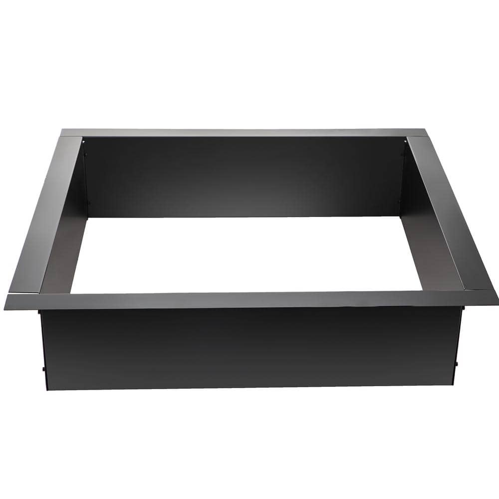 Black Steel Free-Standing Fire Pit Ring with Tongs