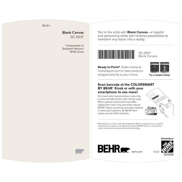 BEHR PREMIUM PLUS 1 qt. Designer Collection #DC-003 Blank Canvas