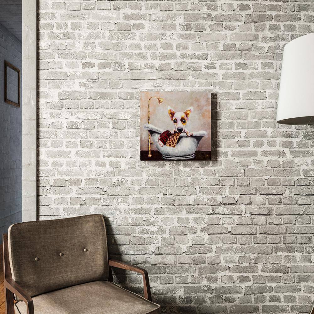 Charming Chihuahua in Bathtub Acrylic Canvas Artwork