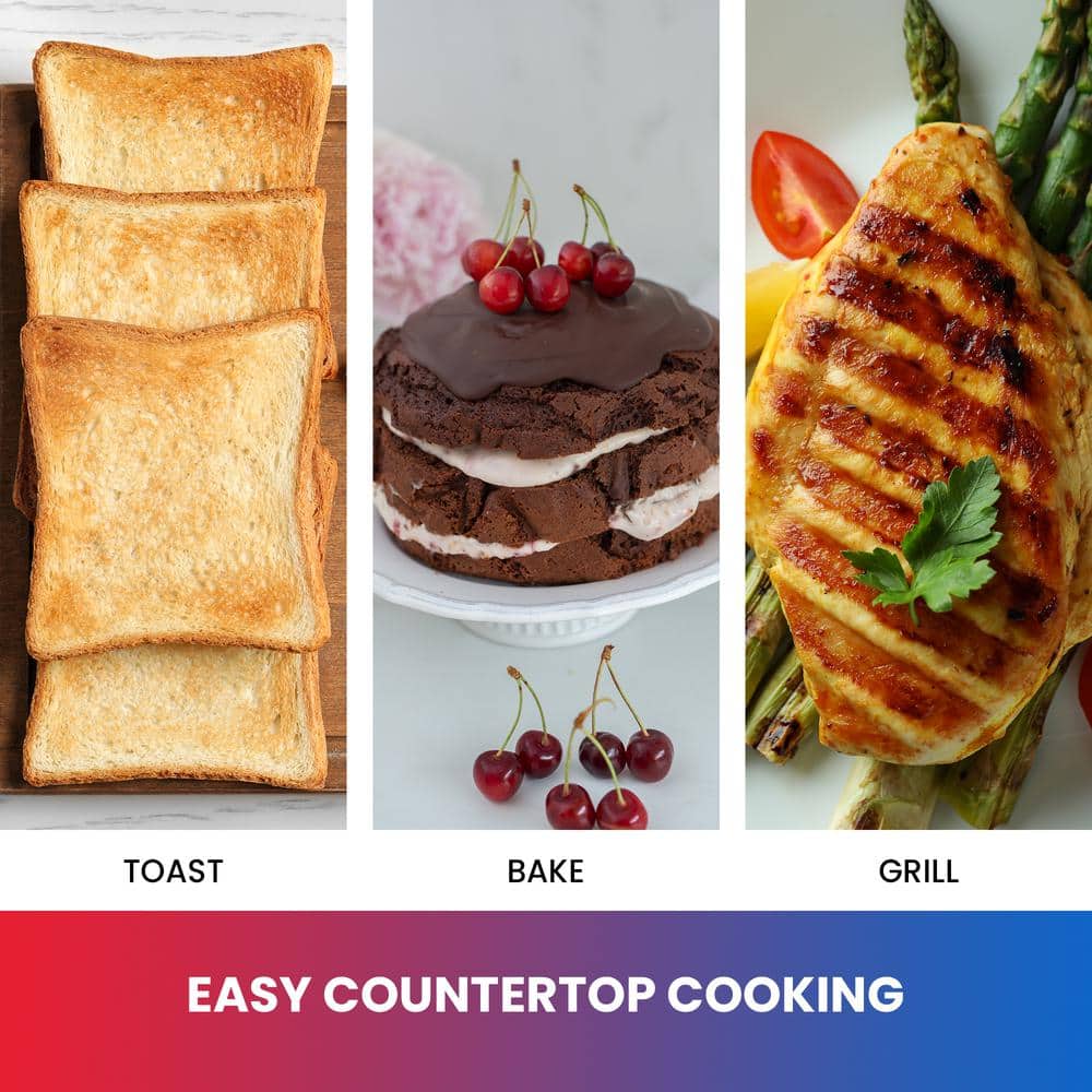 Compact Black Stainless Steel 4-Slice Convection Toaster Oven
