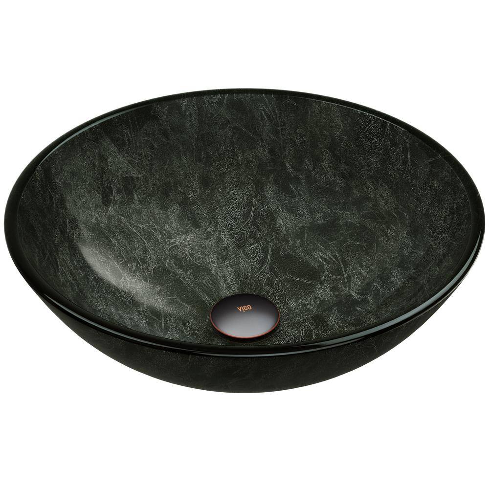 Gray Onyx 17" Circular Glass Vessel Sink