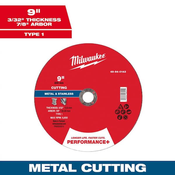 9 in. x 3/32 in. x 7/8 in. Performance Plus Metal Cut Off Wheel - Type 1
