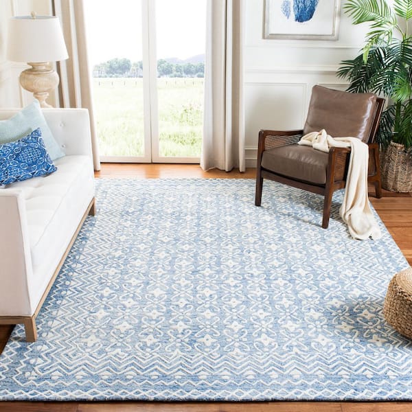 Blossom 9 ft. x 12 ft. Blue/Ivory Oriental Area Rug