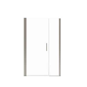 Manhattan 43 in. to 45 in. W x 68 in. H Pivot Frameless Shower Door with Clear Glass in Brushed Nickel
