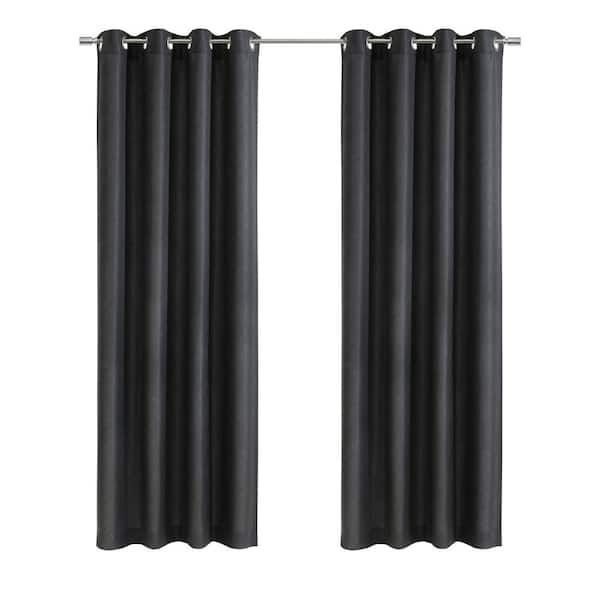 Habitat Abstract Charcoal Polyester Jacquard 52 in. W x 108 in. L Grommet Indoor Light Filtering Curtain (Single Panel)