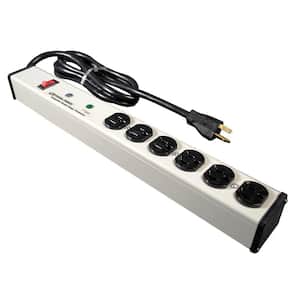 Wiremold Perma Power 6-Outlet 20 Amp Computer Grade Surge Strip with Lighted On/Off Switch, 6 ft. Cord