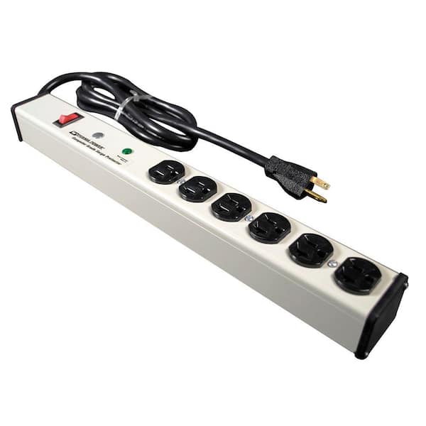 Wiremold Perma Power 6-Outlet 20 Amp Computer Grade Surge Power Strip with Lighted On/Off Switch and 6 ft. Cord