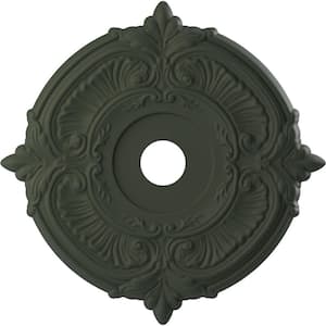 1 in. x 22 in. O.D. x 3-1/2 in. P Attica Thermoformed PVC Ceiling Medallion, Ultra Cover Satin Hunt Club Green